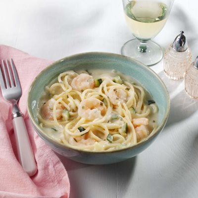Image of Spaghetti with King Prawns in a Creamy Lemon Sauce