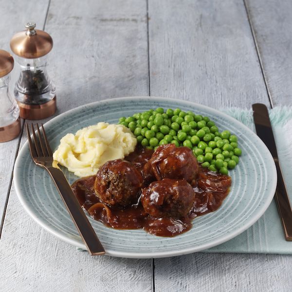 Image of Faggots in Gravy with Mash & Peas